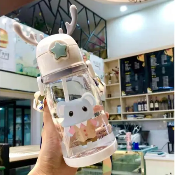 KOJA Water Bottle For Kids School/Outdoor/Travel Cute Cartoon Fashion Shoulder Strap Lovely Deer Fawn Bottle - Image 4