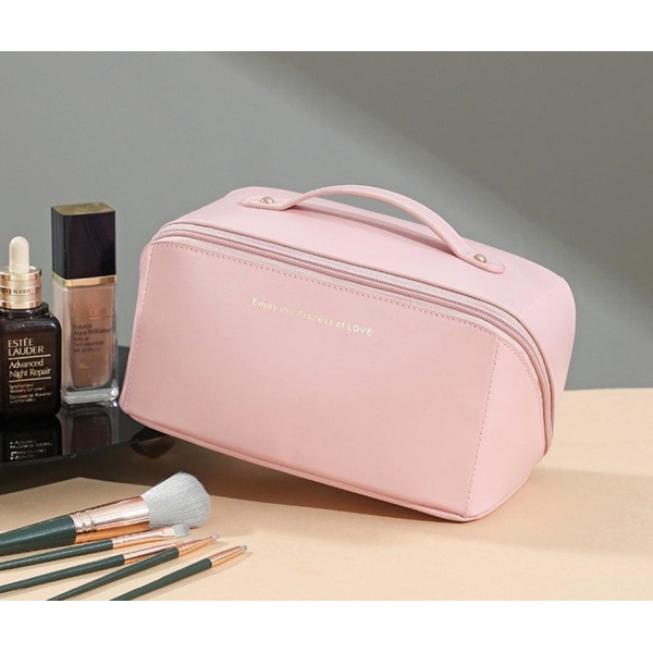 KOJA Large Capacity Travel Cosmetic Bag Portable PU Makeup Bag Waterproof Bathroom Bag Multifunctional Toiletry Kit - Image 4