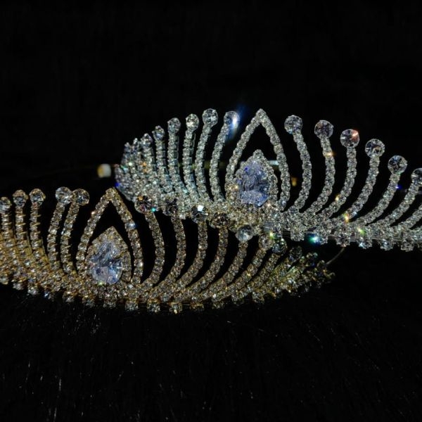 Diamond Embraided Jewel Crown Tiara for Ladies - Image 3