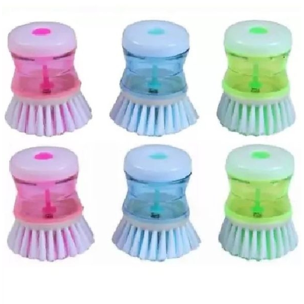 Dish/Washbasin Plastic Cleaning Brush with Liquid Soap Dispenser, Multicolour (pack of 1) - Image 4