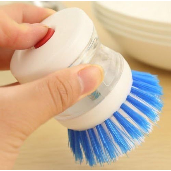 Dish/Washbasin Plastic Cleaning Brush with Liquid Soap Dispenser, Multicolour (pack of 1) - Image 5