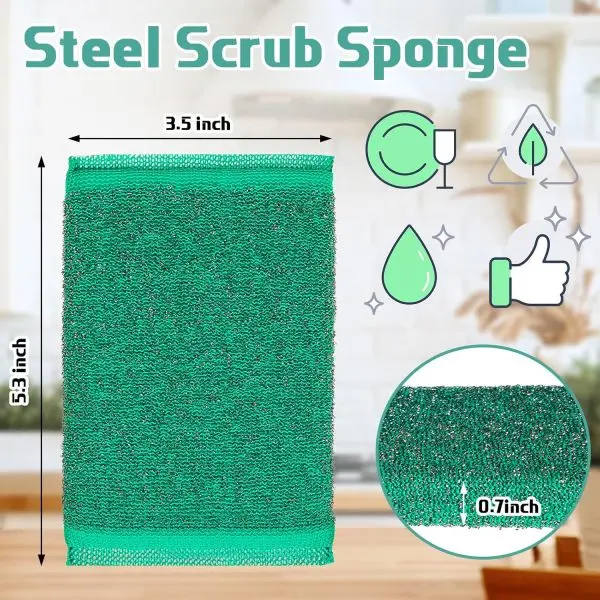 Dishwasher Scrubber Sponges, Pack of 6 Cleaning Sponge,Multi Colour Foam Pad Sponge Scourer Kitchen Scrubber for/Utensils/Tiles Cleaning Heavy Quality - Image 4