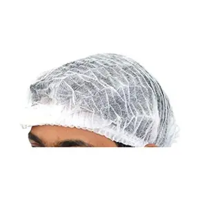Disposable Cap Stretchable White Caps - Head Cover Hair For Cooking & Hygiene(100 Pieces)