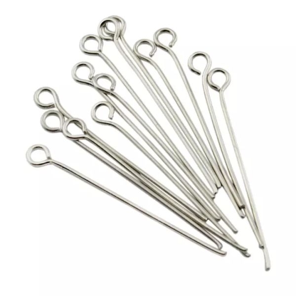 DIY Silver Plated Brass Open Eye Pins For Jewellery Wrapping - Image 3