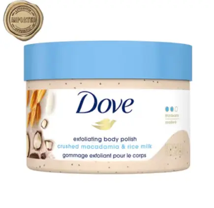 Dove Exfoliating Body Polish - Crushed Macadamia And Rice Milk (298g)