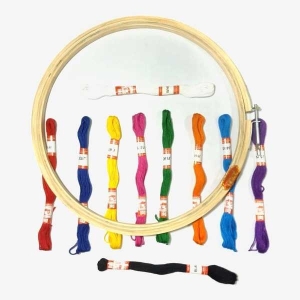 Doli Hand Embroidery Thread- Set No. 1 With Wooden Frame 10" Kit
