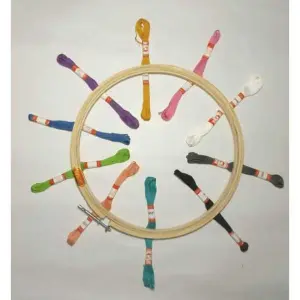 Doli Hand Embroidery Thread (SET NO.: 2) and Embroidery Wooden Frame/Ring/Chakka/Hoops 10" Kit Beautiful Premium Embroidery Cotton Threads