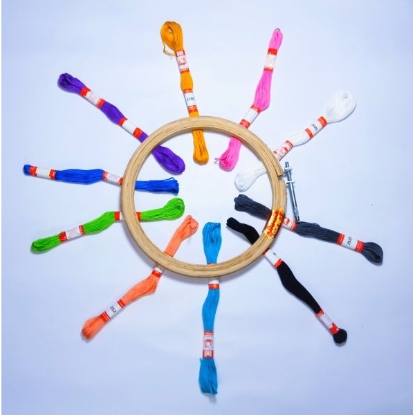 Doli Hand Embroidery Thread (SET NO.: 2) and Embroidery Wooden Frame/Ring/Chakka/Hoops 6" KIT - Image 2