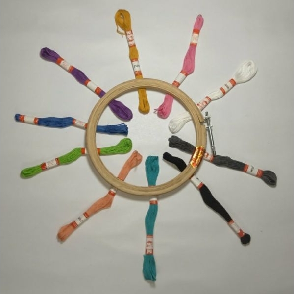 Doli Hand Embroidery Thread (SET NO.: 2) and Embroidery Wooden Frame/Ring/Chakka/Hoops 6" KIT - Image 3