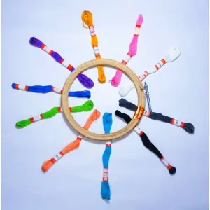 Doli Hand Embroidery Thread (SET NO.: 2) and Embroidery Wooden Frame/Ring/Chakka/Hoops 6" KIT