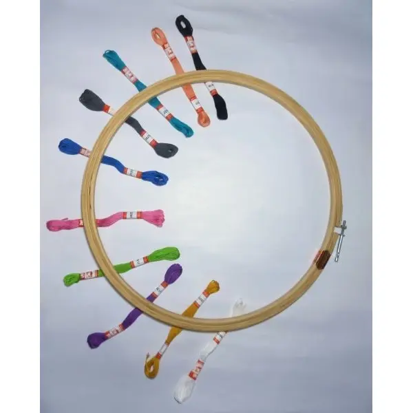 Doli Hand Embroidery Thread (SET NO.: 2) and Embroidery Wooden Frame/Ring/Chakka/Hoops14" - Image 3