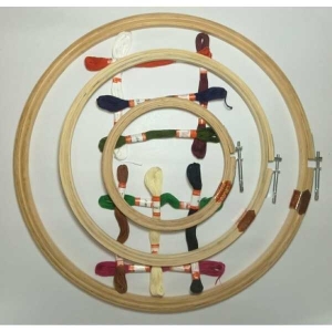 Doli Hand Embroidery Thread (SET NO.: 3) and COMBO Embroidery Wooden Frame/Ring/Chakka/ Hoops Kit set