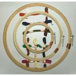 Doli Hand Embroidery Thread (SET NO.: 3) and COMBO Embroidery Wooden Frame/Ring/Chakka/ Hoops Kit set