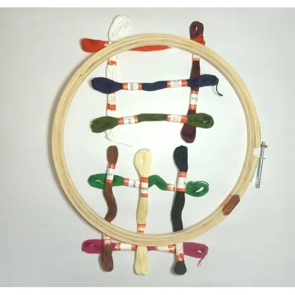 Doli Hand Embroidery Thread (SET NO.: 3) and Embroidery Wooden Frame/Ring/Chakka/ Hoops 6" KIT - Image 3