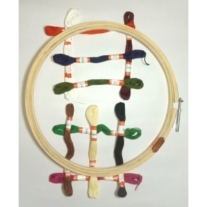 Doli Hand Embroidery Thread (SET NO.: 3) and Embroidery Wooden Frame/Ring/Chakka/ Hoops 6" KIT
