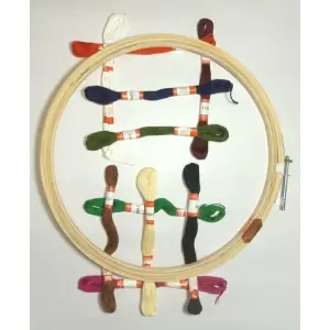 Doli Hand Embroidery Thread (SET NO.: 3) and Embroidery Wooden Frame/Ring/Chakka/ Hoops 6" KIT