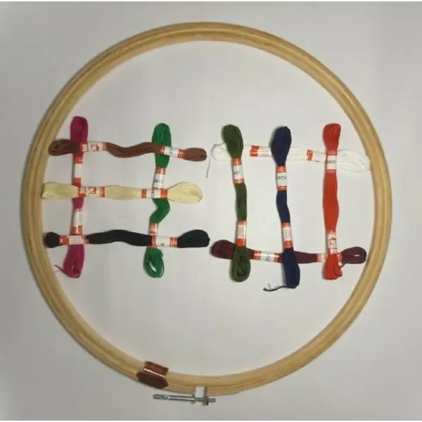 Doli Hand Embroidery Thread (SET NO.: 3) With Embroidery Wooden Frame/Ring/Chakka/Hoops 10" KIT - Image 2