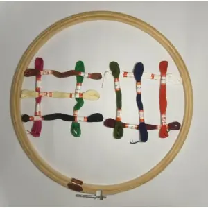 Doli Hand Embroidery Thread (SET NO.: 3) With Embroidery Wooden Frame/Ring/Chakka/Hoops 10" KIT