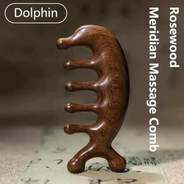 Dolphin-Shaped Scalp Massager Brush , Small Wood Comb For Wet And Dry Hair , Comfortable For Home Use And For Both Male And Female - Image 5