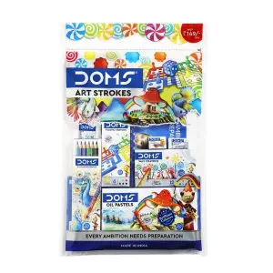 Doms Art Strokes Kit | Perfect Value Pack | Kit For Creative Minds | Gifting Range For Kids | Combination of 10 Stationery Items By Mitrata