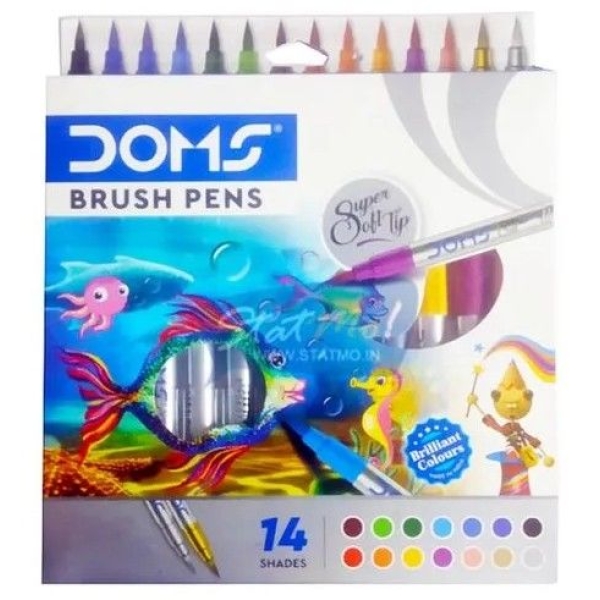 DOMS Brush Pens Super Soft Tip – 14 Vibrant Colors Set - Image 3