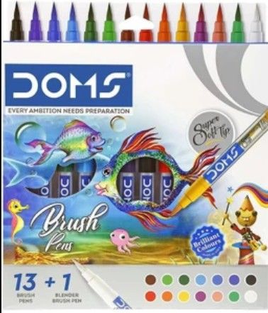 DOMS Brush Pens Super Soft Tip – 14 Vibrant Colors Set
