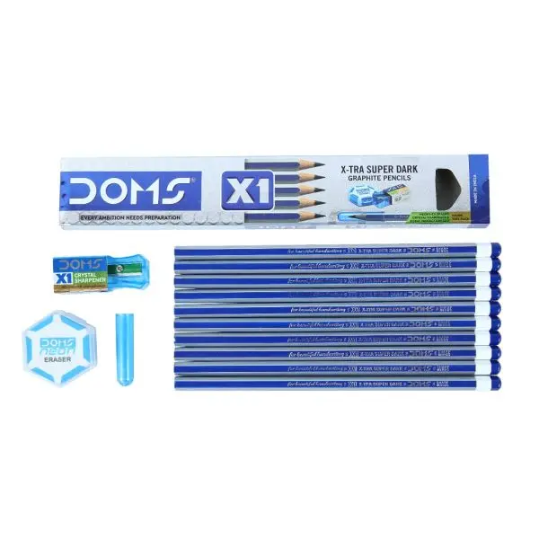 Doms Pencils 1 packet Set of 10 pcs(1 Eraser+1 Sharpener And 1 pcs Pencil cap Free) By Mitrata - Image 2