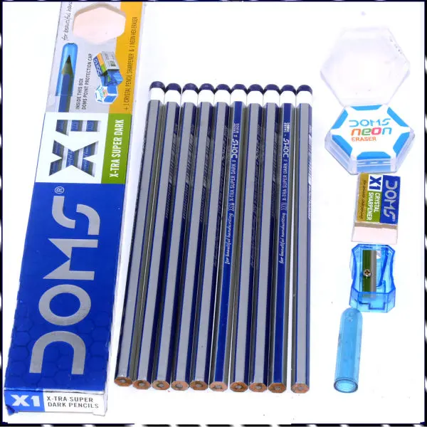 Doms Pencils 1 packet Set of 10 pcs(1 Eraser+1 Sharpener And 1 pcs Pencil cap Free) By Mitrata - Image 3