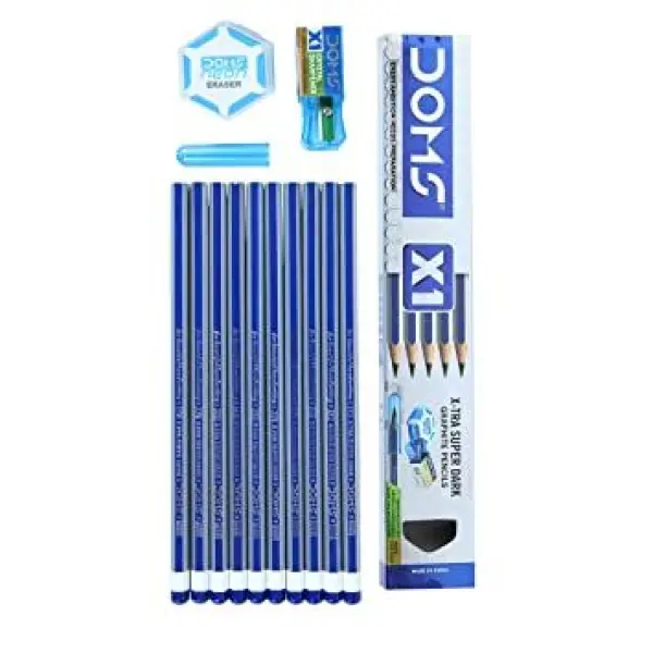 Doms Pencils 1 packet Set of 10 pcs(1 Eraser+1 Sharpener And 1 pcs Pencil cap Free) By Mitrata - Image 4