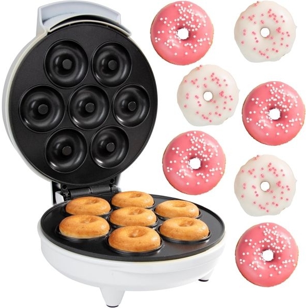 Donut Maker Electric Non-Stick Surface Makes 7 Small Doughnuts Homemade Snack Donut Making Baking Dessert - Image 2