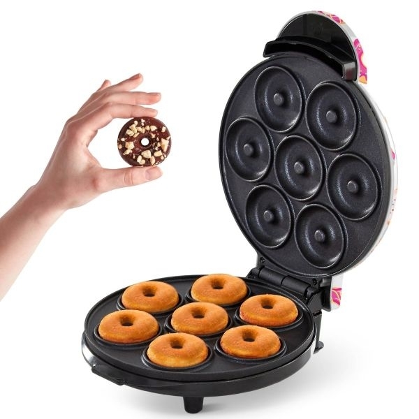 Donut Maker Electric Non-Stick Surface Makes 7 Small Doughnuts Homemade Snack Donut Making Baking Dessert - Image 3