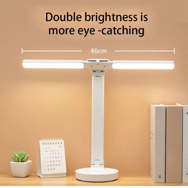 Double Head Desk Lamp With 3 Dimmable LED Lights USB Rechargeable - Image 2
