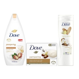 Dove Pampering Body Care Combo Moisturizer, Body Wash, And Soap