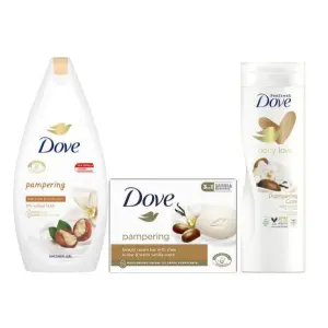Dove Pampering Body Care Combo Moisturizer, Body Wash, And Soap