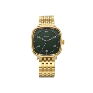 Titan Workwear Green Special Dial Golden Stainless Steel Analog Watch for Men - 1885YM02