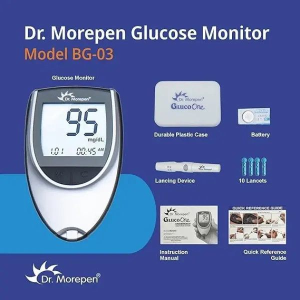 Dr Morpen Glucometer With 25 Strips & Lancet - Image 2
