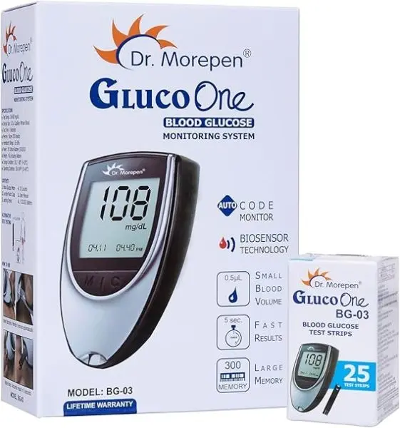 Dr Morpen Glucometer With 25 Strips & Lancet