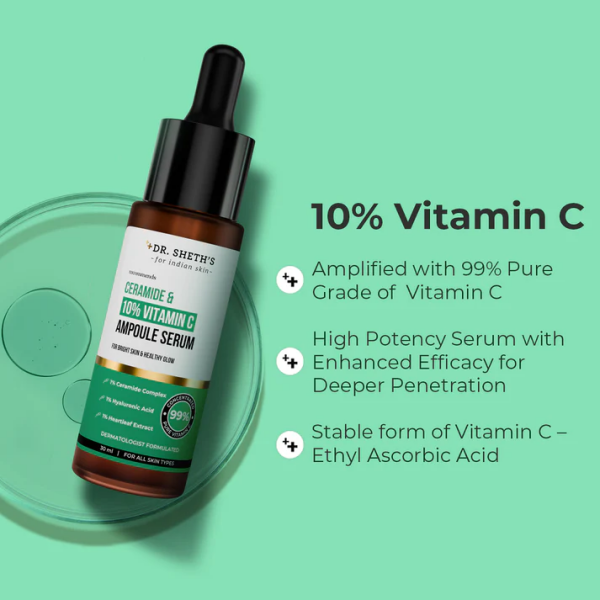 Dr. Sheth's Non-Irritating Ceramide & 10% Vitamin C Ampoule Serum - 30ml - Image 4
