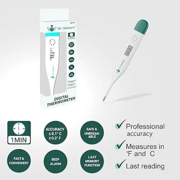 Dr. Seibert Digital Thermometer DST-01 FDA Registered Professional Accuracy Beep Alarm - Image 3
