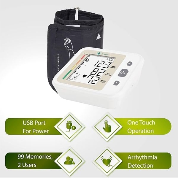 Dr. Seibert Electronic Digital Automatic Blood Pressure Monitor Machine BP Measuring Set With USB-Port With Charging Option - Image 2