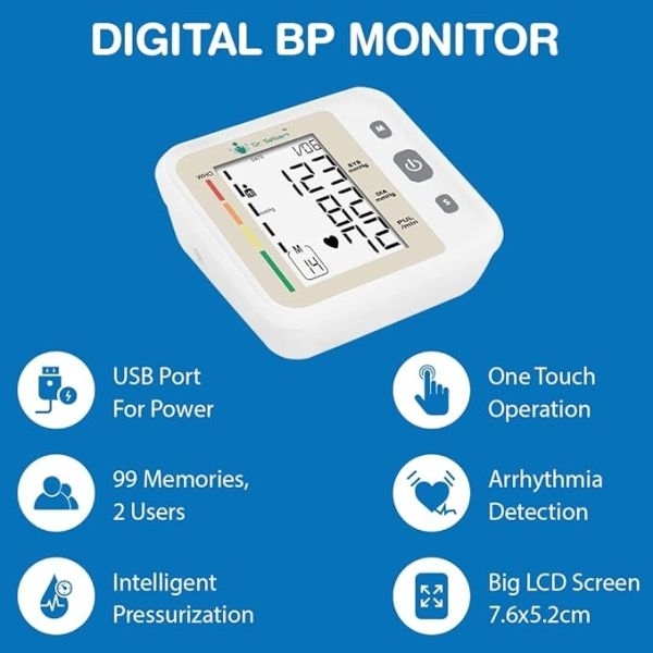 Dr. Seibert Electronic Digital Automatic Blood Pressure Monitor Machine BP Measuring Set With USB-Port With Charging Option - Image 4
