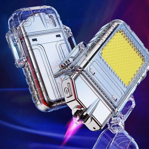 Dual Arc Lighter Electric Lighter Waterproof Windproof Lighter USB Type C Rechargeable Lighter with COB LED Lights Flashlight - Image 4