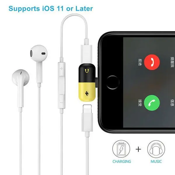 Dual Lightning Audio and Charge Splitter 2 in 1 Lightning Splitter Adapter - Image 2