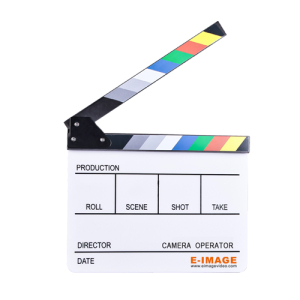 E-Image Acrylic Clapperboard (L*W: 28*23.5cm) - White with color clapper sticks