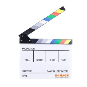 E-Image Acrylic Clapperboard (L*W: 28*23.5cm) - White with color clapper sticks