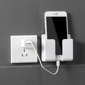 Wall-Mounted Charging Dock with Storage Compartment for Mobile Phones