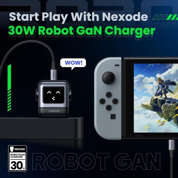 UGREEN RG 30W USB C Charger, Nexode Robot GaN Fast Charger Block, Compact Wall Charger Power Adapter - Image 4