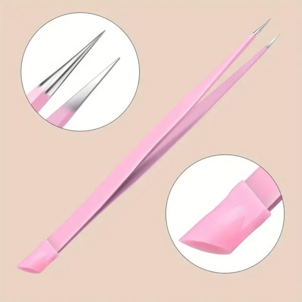 KIZZSHOW Silicone Pointy Stainless Professional Nail Tweezer - Image 3