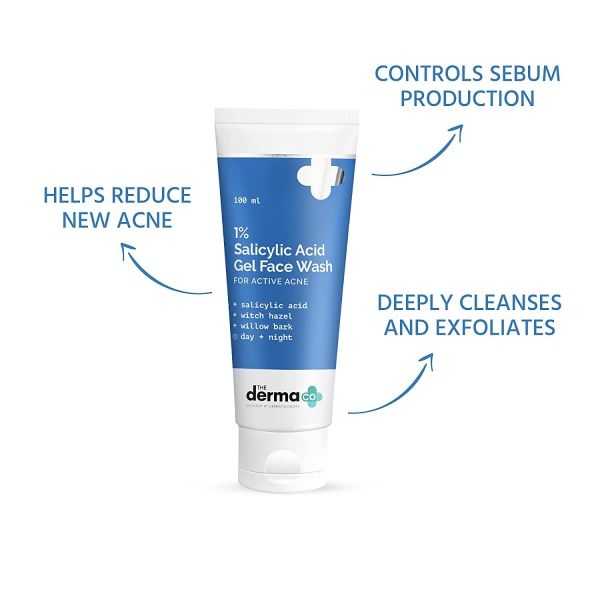 Derma Co 1% Salicylic Acid Gel Face Wash with Salicylic Acid & Witch Hazel - 100ml - Image 2