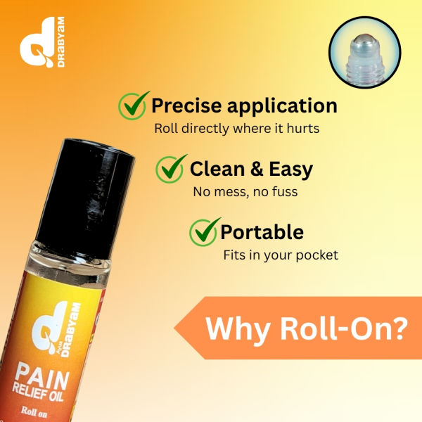 Drabyam Pain Relief Oil Roll-On 10ml - 5 Pieces Bundle - Image 2
